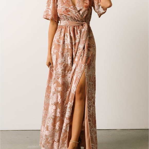 Baltic Born | Uma Velvet Maxi Pink Floral Dress - Picture 10 of 11